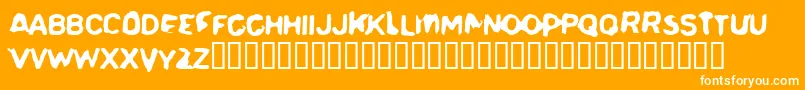 Delerium-Schriftart – Weiße Schriften auf orangefarbenem Hintergrund