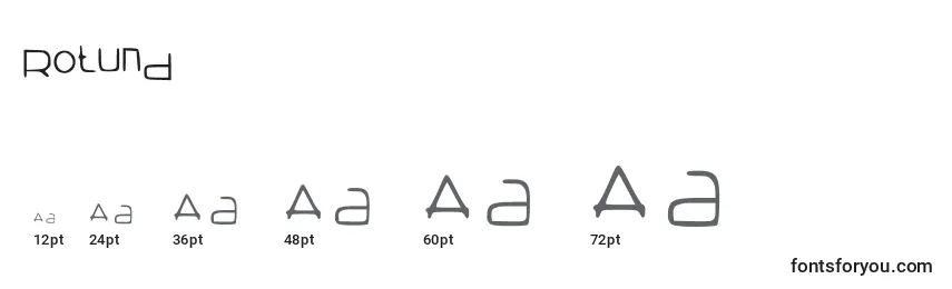 Größen der Schriftart Rotund