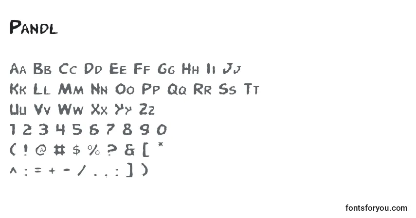 Schriftart Pandl – Alphabet, Zahlen, spezielle Symbole