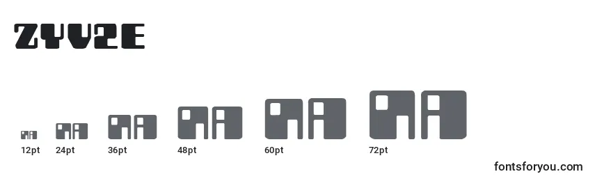 Размеры шрифта Zyv2e