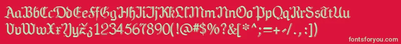 Teutonia Font – Green Fonts on Red Background