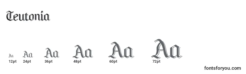 Tamanhos de fonte Teutonia