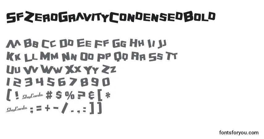 SfZeroGravityCondensedBold Font – alphabet, numbers, special characters