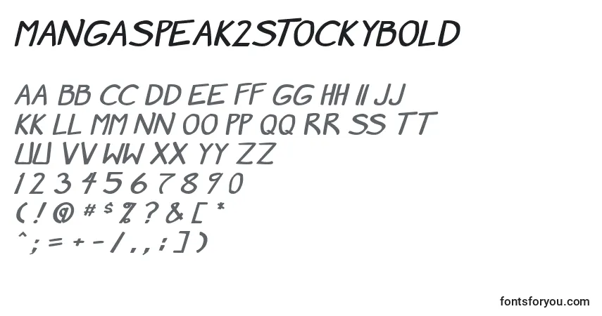 A fonte MangaSpeak2StockyBold – alfabeto, números, caracteres especiais