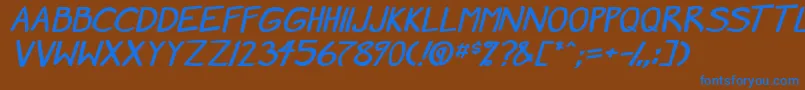 MangaSpeak2StockyBold Font – Blue Fonts on Brown Background