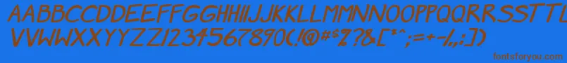 MangaSpeak2StockyBold Font – Brown Fonts on Blue Background