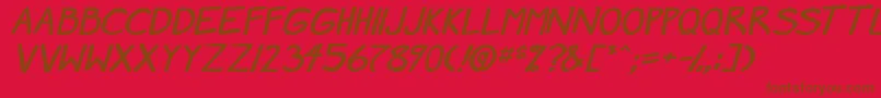 MangaSpeak2StockyBold-Schriftart – Braune Schriften auf rotem Hintergrund