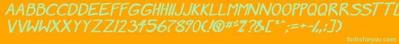 Шрифт MangaSpeak2StockyBold – зелёные шрифты на оранжевом фоне