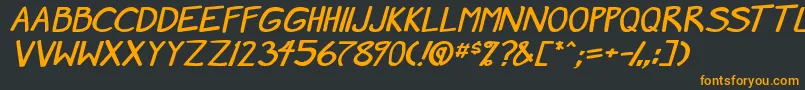 フォントMangaSpeak2StockyBold – 黒い背景にオレンジの文字