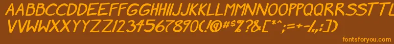 MangaSpeak2StockyBold Font – Orange Fonts on Brown Background
