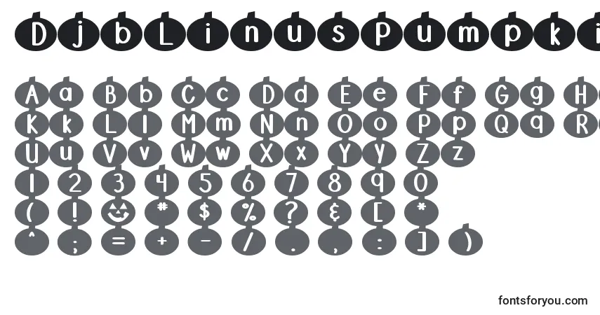 Czcionka DjbLinusPumpkin – alfabet, cyfry, specjalne znaki