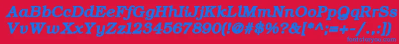 Fonte ErBukinist1251BoldItalic – fontes azuis em um fundo vermelho