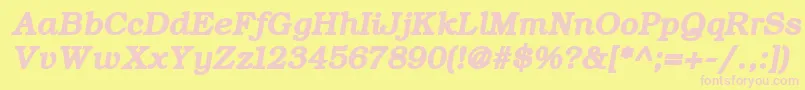 Fonte ErBukinist1251BoldItalic – fontes rosa em um fundo amarelo