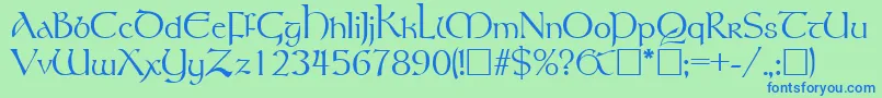 RosslaireRegular Font – Blue Fonts on Green Background