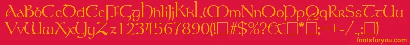 RosslaireRegular-Schriftart – Orangefarbene Schriften auf rotem Hintergrund