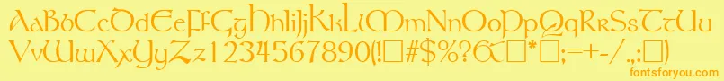 フォントRosslaireRegular – オレンジの文字が黄色の背景にあります。