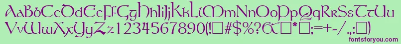 RosslaireRegular-Schriftart – Violette Schriften auf grünem Hintergrund