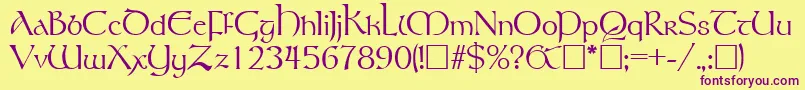 RosslaireRegular-fontti – violetit fontit keltaisella taustalla