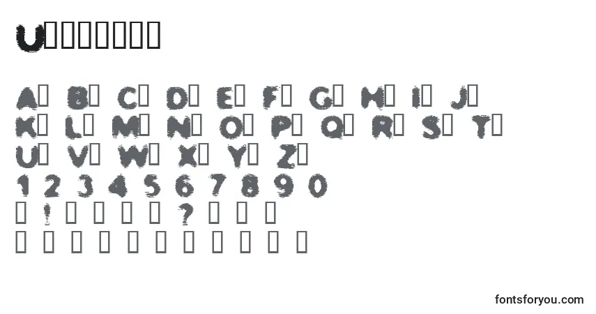 Czcionka Undertow – alfabet, cyfry, specjalne znaki