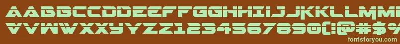 フォントGemina2laser – 緑色の文字が茶色の背景にあります。