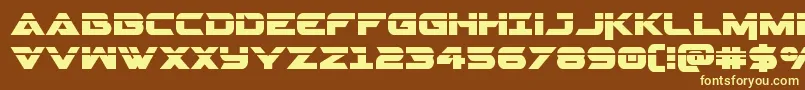 Gemina2laser-fontti – keltaiset fontit ruskealla taustalla