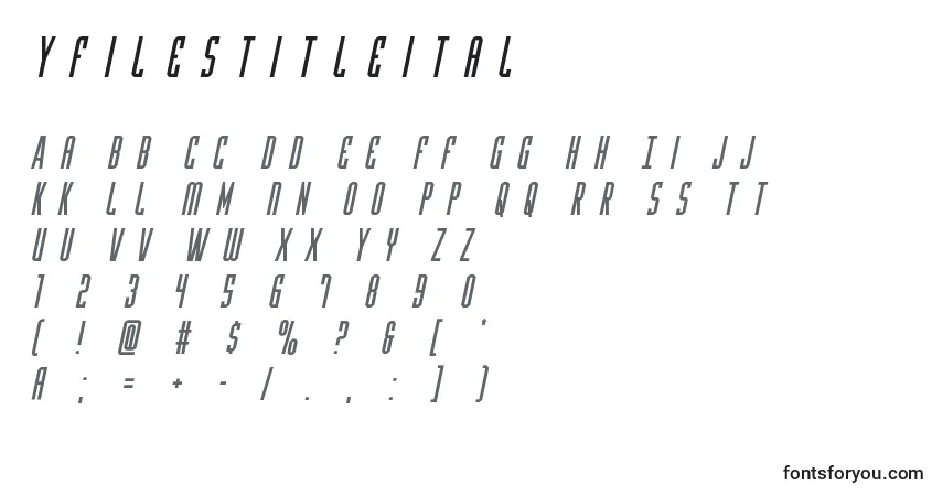 A fonte Yfilestitleital – alfabeto, números, caracteres especiais