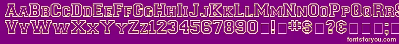 Fonte LetterSweaterOpenDisplaySsiBold – fontes amarelas em um fundo roxo