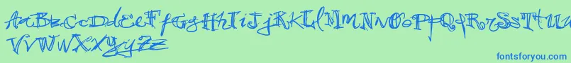 Vtks38 Font – Blue Fonts on Green Background