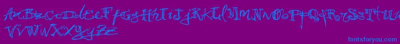 Vtks38-Schriftart – Blaue Schriften auf violettem Hintergrund