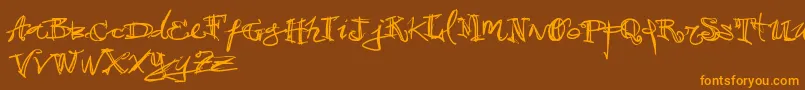 Vtks38-Schriftart – Orangefarbene Schriften auf braunem Hintergrund