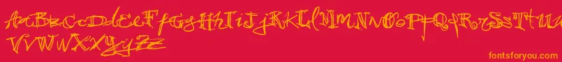 Vtks38 Font – Orange Fonts on Red Background