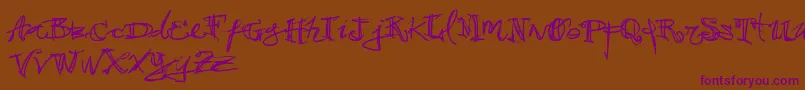 Vtks38-Schriftart – Violette Schriften auf braunem Hintergrund