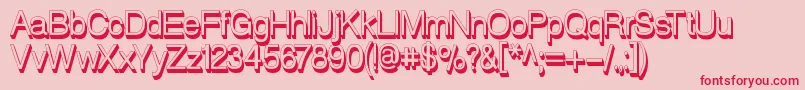 RedvelveticaShadowsbold-Schriftart – Rote Schriften auf rosa Hintergrund