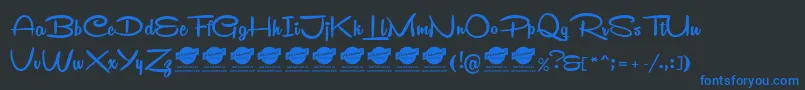 フォントRemachineScriptPersonalUse – 黒い背景に青い文字