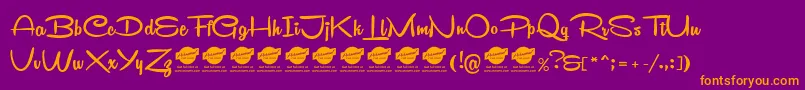 Weitere Informationen zur RemachineScriptPersonalUse-Schriftart RemachineScriptPersonalUse-Schriftart – Orangefarbene Schriften auf violettem Hintergrund