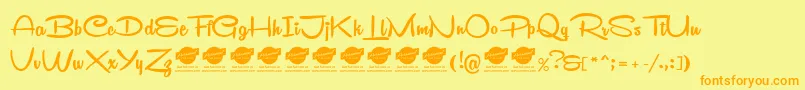RemachineScriptPersonalUse-fontti – oranssit fontit keltaisella taustalla