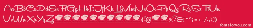Шрифт RemachineScriptPersonalUse – розовые шрифты на красном фоне