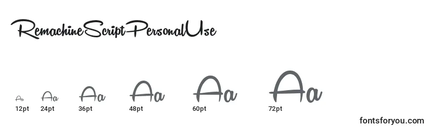 RemachineScriptPersonalUse Font Sizes