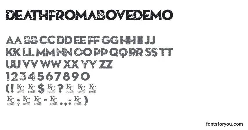 Schriftart Deathfromabovedemo – Alphabet, Zahlen, spezielle Symbole