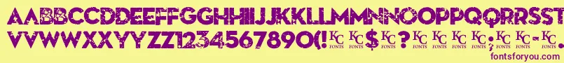 Deathfromabovedemo-Schriftart – Violette Schriften auf gelbem Hintergrund
