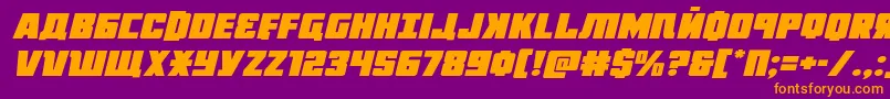 Octoberguardexpandital-Schriftart – Orangefarbene Schriften auf violettem Hintergrund