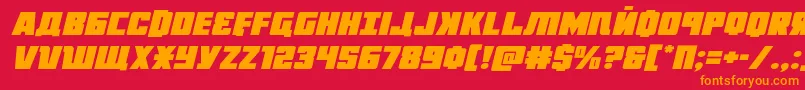 フォントOctoberguardexpandital – 赤い背景にオレンジの文字