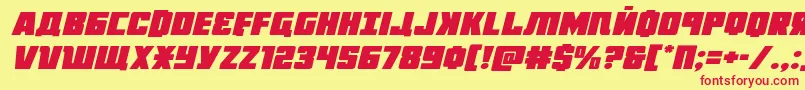 Octoberguardexpandital-Schriftart – Rote Schriften auf gelbem Hintergrund