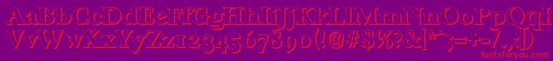 CasablancashadowXboldRegular-Schriftart – Rote Schriften auf violettem Hintergrund