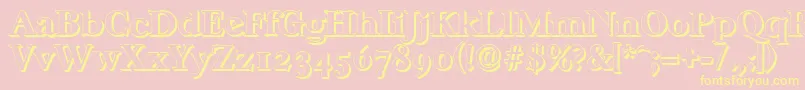 CasablancashadowXboldRegular-Schriftart – Gelbe Schriften auf rosa Hintergrund