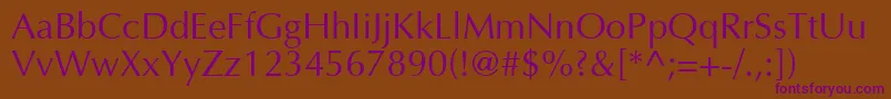 Optima Font – Purple Fonts on Brown Background