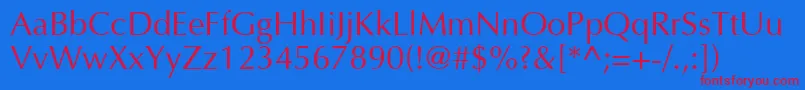 Optima Font – Red Fonts on Blue Background