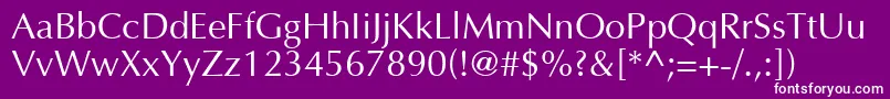 Optima Font – White Fonts on Purple Background