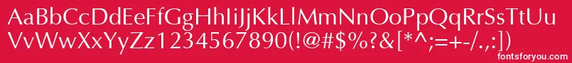 Optima Font – White Fonts on Red Background