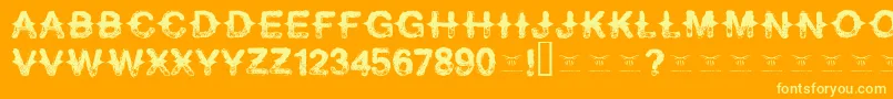Neverspeakof Font – Yellow Fonts on Orange Background
